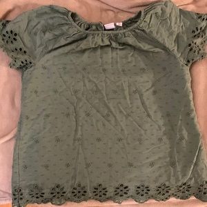 Gap beautiful green Youth XL (12) eyelet flutter sleeve shirt